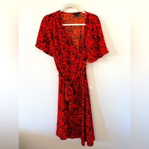 Floral pattern red dress
